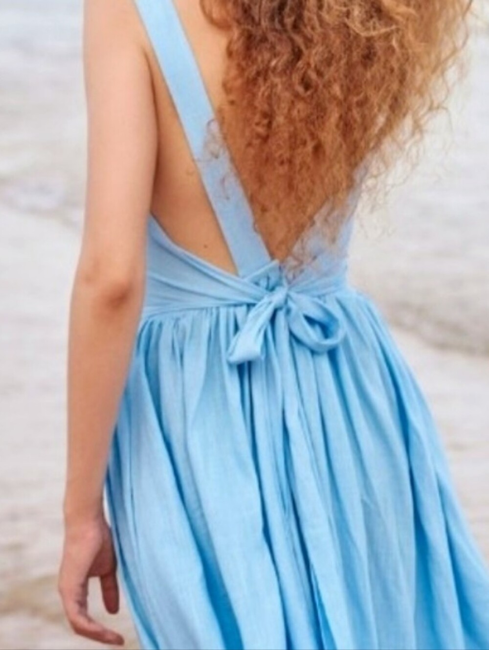 Slow Fashion Dusty Lilac Tie-Back Sundress. Blue Is Display Only SZ M